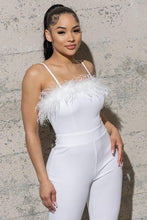 Load image into Gallery viewer, BELL BOTTOM KNIT  JUMPSUIT WITH FEATHERS
