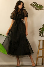 Load image into Gallery viewer, ORGANZA PUFF SLEEVE LONG DRESS
