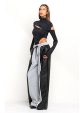 Load image into Gallery viewer, Half and Half Faux Leather Detail Sweatpants
