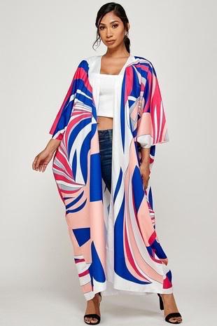 MULTI COLOR MAXI KIMONO CARDIGAN