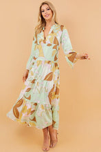 Load image into Gallery viewer, PRINTED LONG SLEEVE V-NECK LONG TUNIC DRESS
