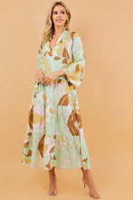 Load image into Gallery viewer, PRINTED LONG SLEEVE V-NECK LONG TUNIC DRESS
