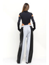 Load image into Gallery viewer, Half and Half Faux Leather Detail Sweatpants
