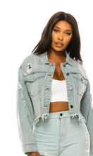 Load image into Gallery viewer, Chel&#39;s Distressed Denim Jacket
