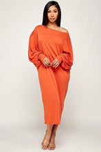 Load image into Gallery viewer, LONG SLEEVE MIDI DRESS SOLID COLORS
